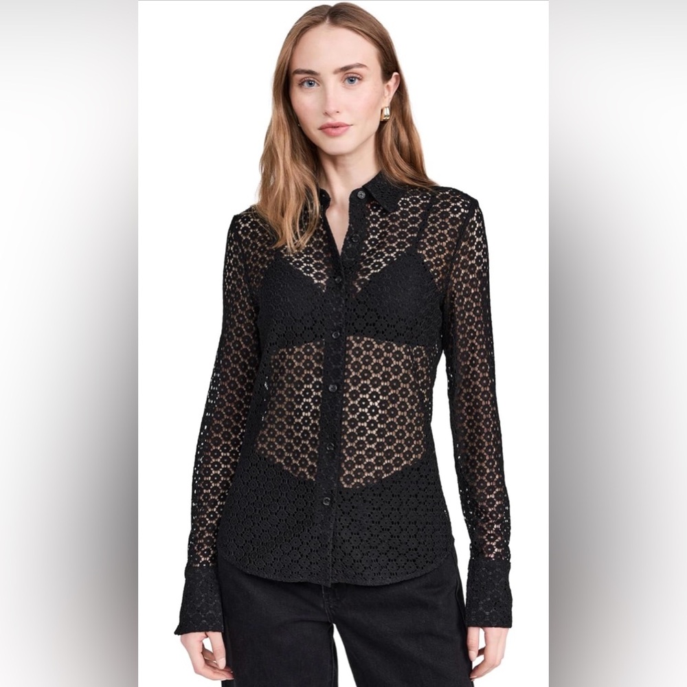 NWT rag & bone Yvette Black Sheer Lace Blouse
